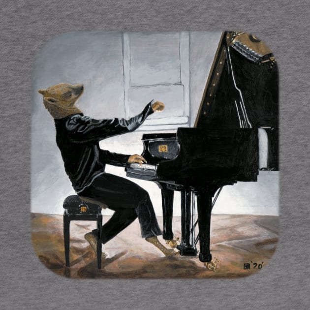 Gnoll Pianist Mythical Creature Fantasy Illustration by Helms Art Creations